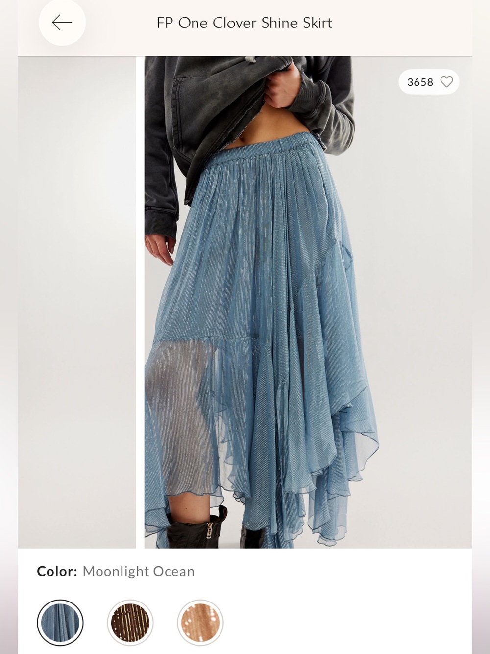 ISO Free People Clover Shine Skirt in Moonlight Ocean